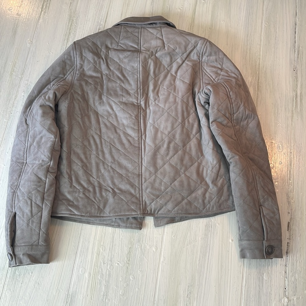 Kut From The Kloth Eleanor Gray Faux Suede Quilted Jacket Sz M - Picture 10 of 12